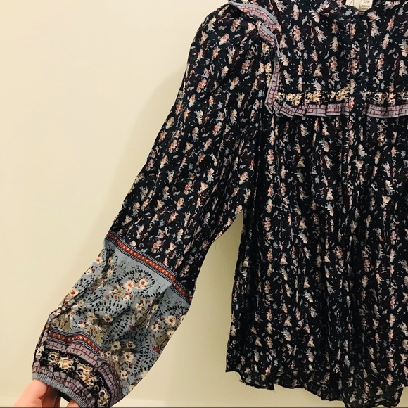 NWT Joie Prairie Peasant Blouse Small Blue Ruffles cotton long sleeves top - Picture 5 of 10